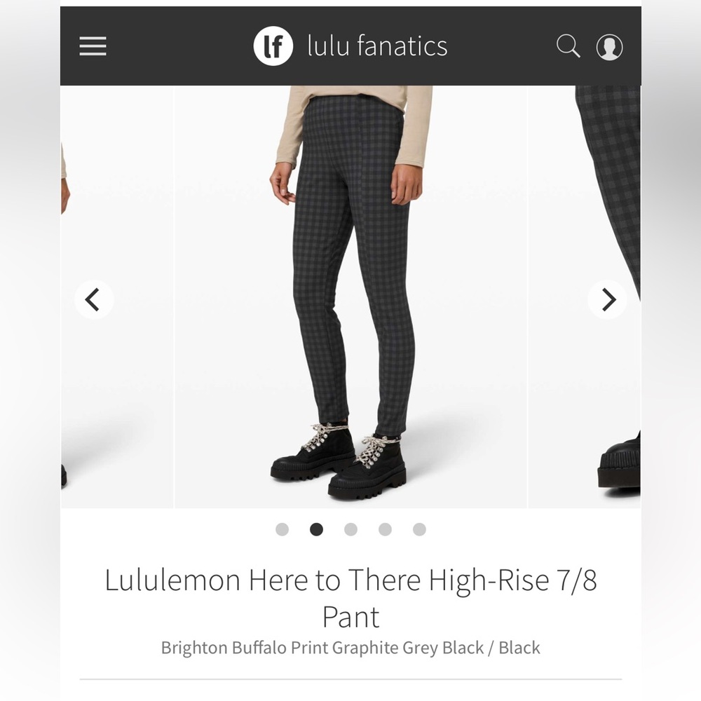 Lululemon Graphite Buffalo Print 7/8 Pants